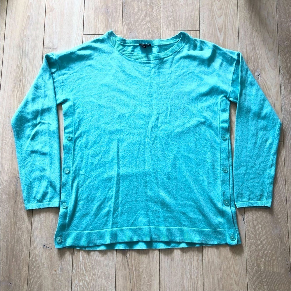 Talbots Lambswool Blend Side Button Detail Light Sweater in Light Blue Size M